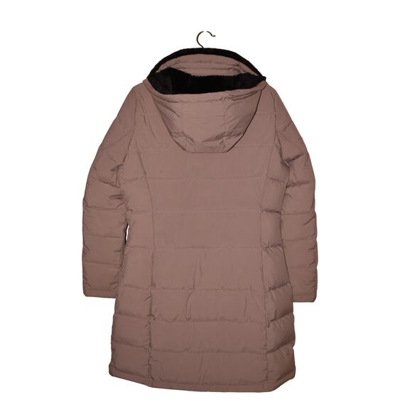 ANDREW MARC $176 Long Stretch Puffer Parka Jacket Hooded Purple Medium - Picture 2 of 4